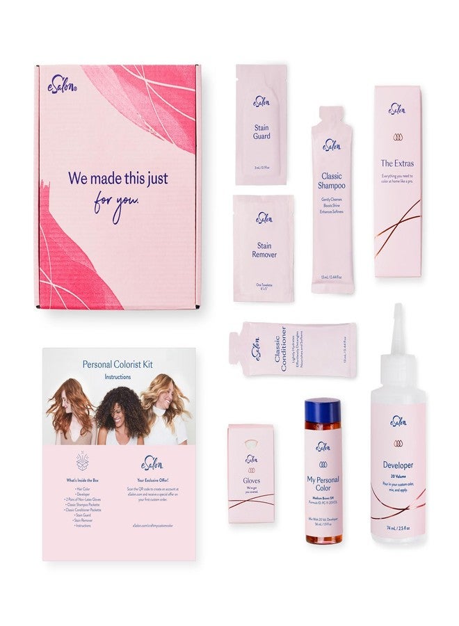 eSalon Permanent Hair Color & Hair Dye Kit - Medium Brown Copper Golden - Professional-Grade Personal Colorist for All Hair Types, Up To 100% Gray Coverage - Ammonia-Free - Image 3